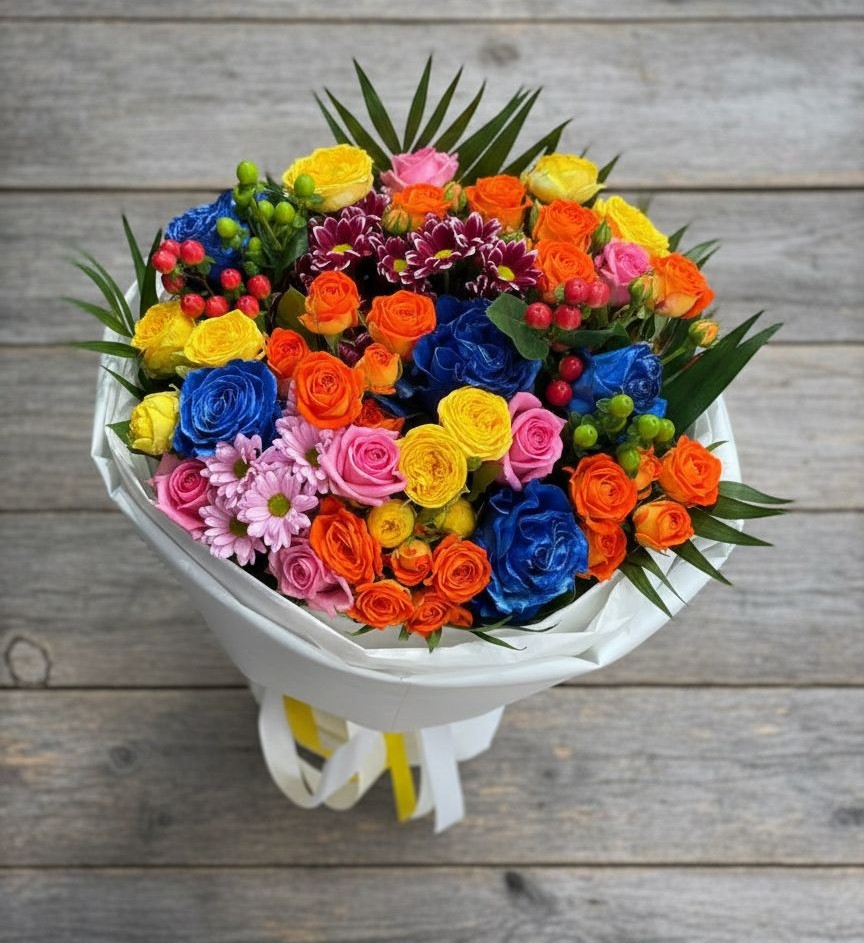 Букет цветов из: Розы и Хризантемы в Кикерино