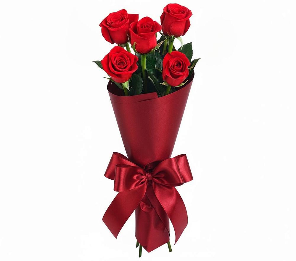 Букет 5 Красных роз Эдлесс Лав в Кикерино