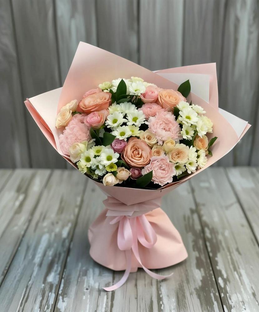 Букет цветов из: Гвоздики, Розы и Хризантемы в Кикерино