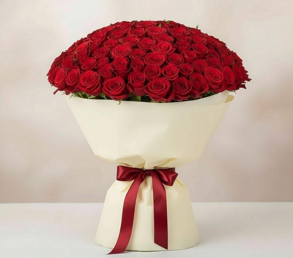 Букет 101 Красная роза Милано в Кикерино