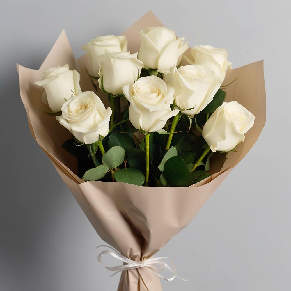 Букет 9 Белых роз Эдлесс Лав в Кикерино