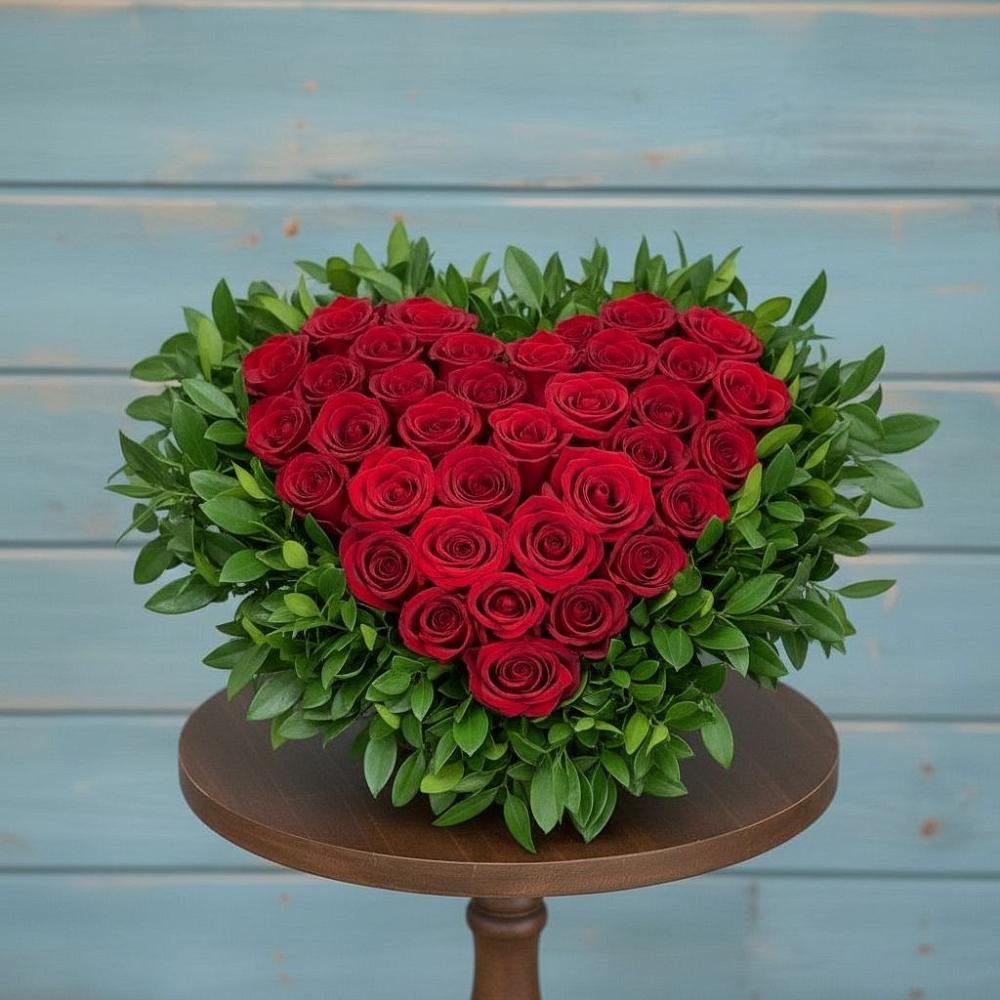 Цветочная композиция из Розы в виде сердца в Кикерино