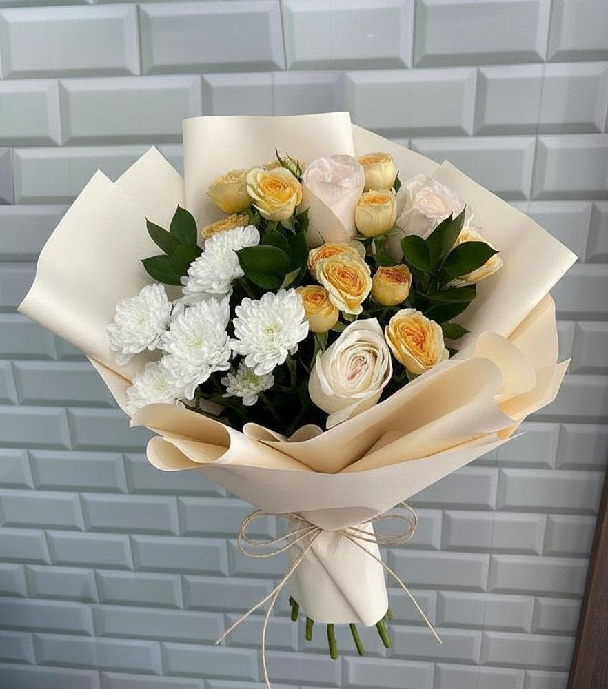 Букет цветов из: Розы и Хризантемы в Кикерино