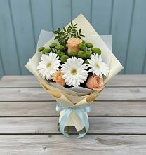 Букет цветов из:  Герберы, Розы и Хризантемы в Кикерино